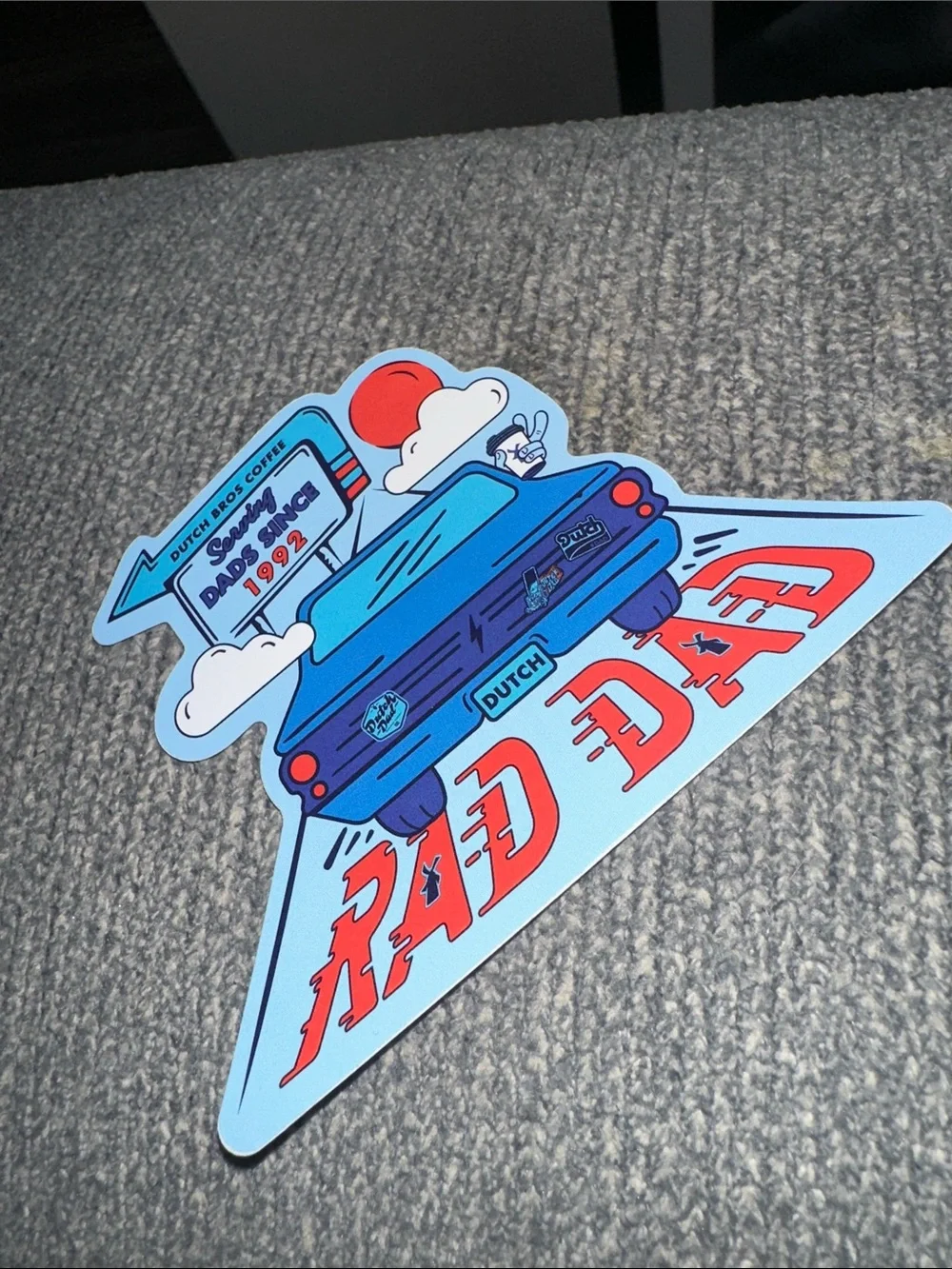 Dutch Bros Blue and Red 'RAD DAD' Car Sticker